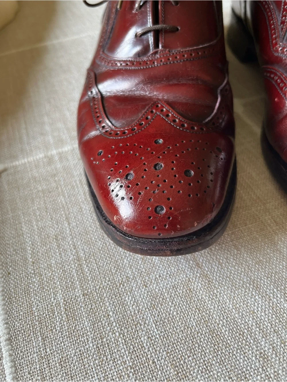 Men's Vintage Leather Dress Shoes 8.5 D Florsheim Wingtips Burgundy Brogue USA